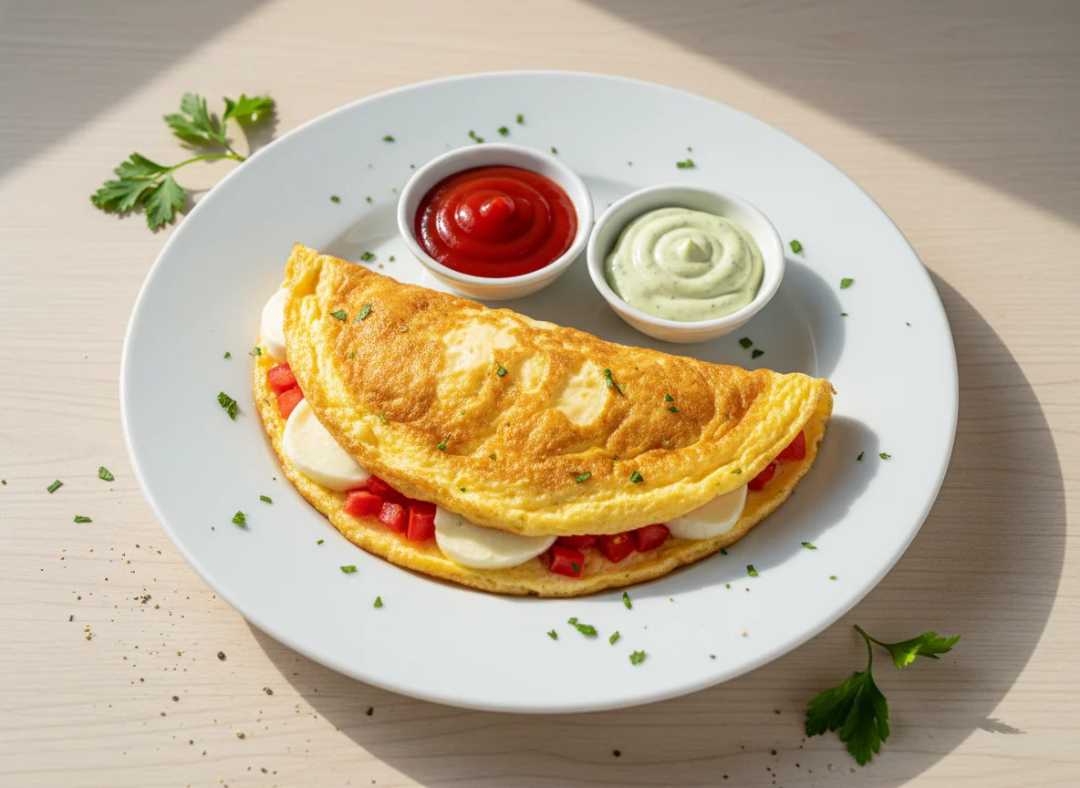 Omelete com molhos photo