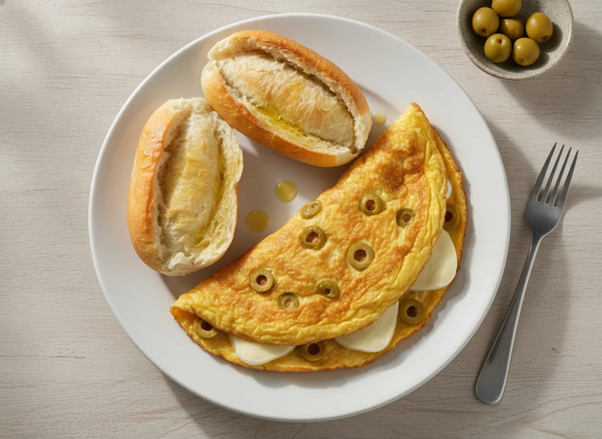 Omelete com pão francês photo