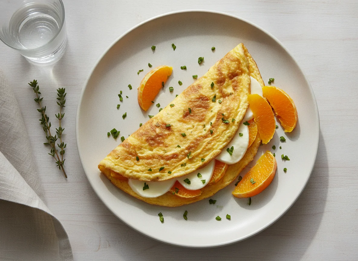 Omelete com queijo e laranja photo