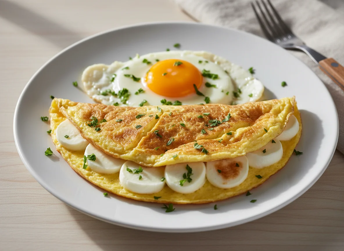 Omelete com queijo e mussarela de búfala photo