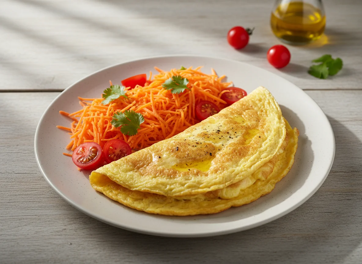 Omelete com Salada de Cenoura e Tomate photo