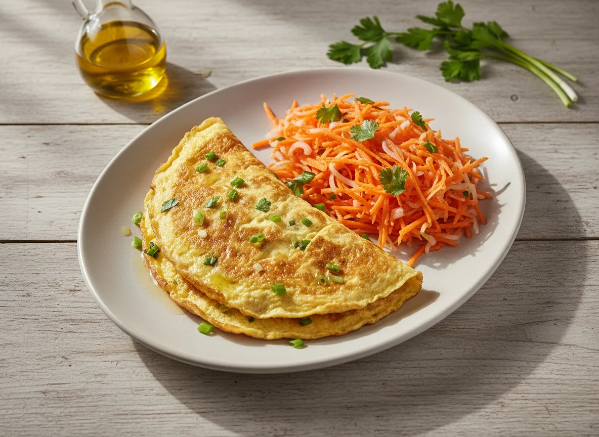 Omelete com salada de cenoura photo