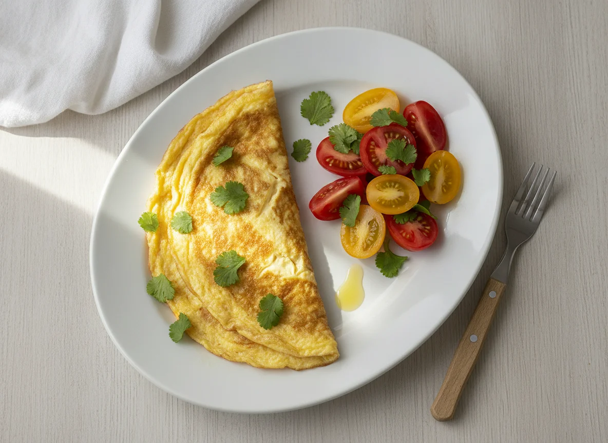 Omelete com salada de tomate photo