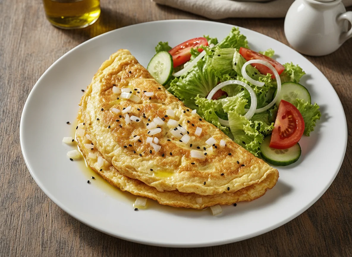 Omelete com salada mista photo