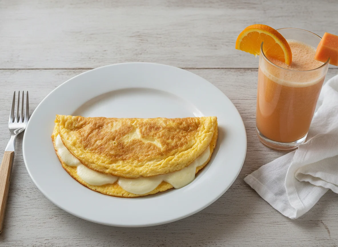 Omelete com Suco de Fruta photo