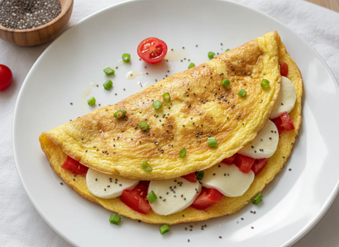 Omelete com tomate e chia photo