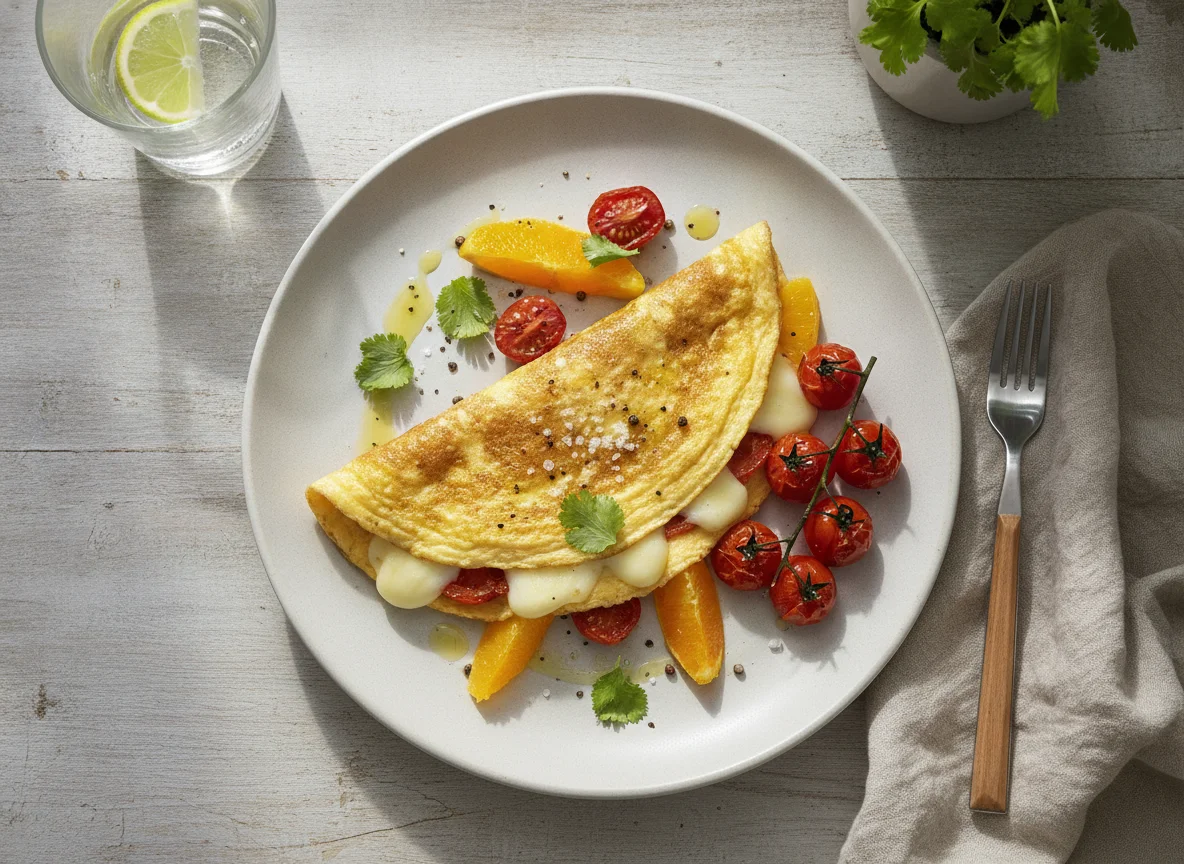 Omelete com tomate e laranja photo