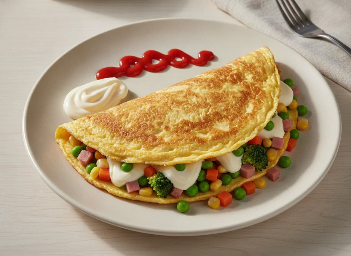 Omelete com vegetais e molhos photo