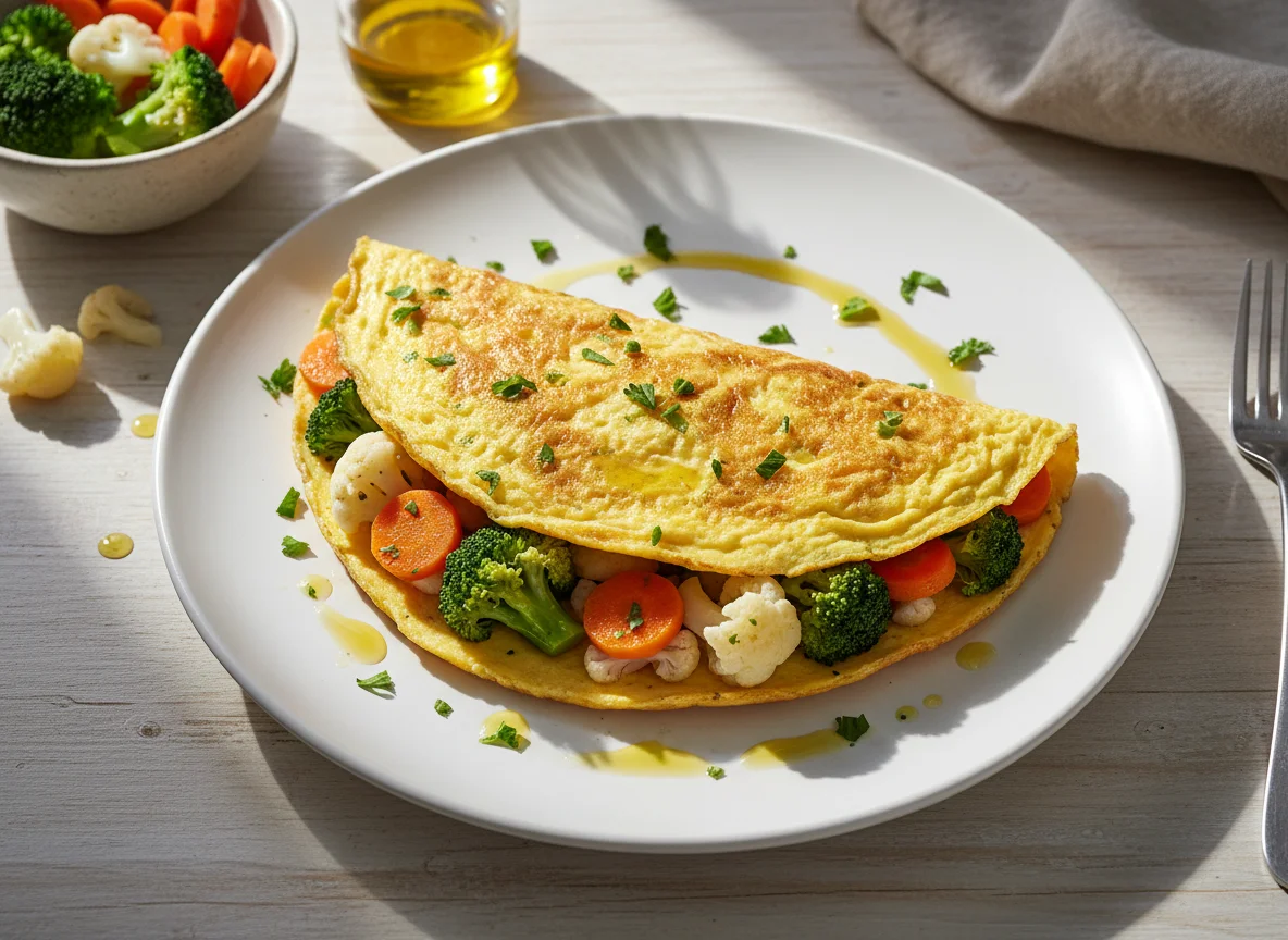 Omelete com vegetais salteados photo