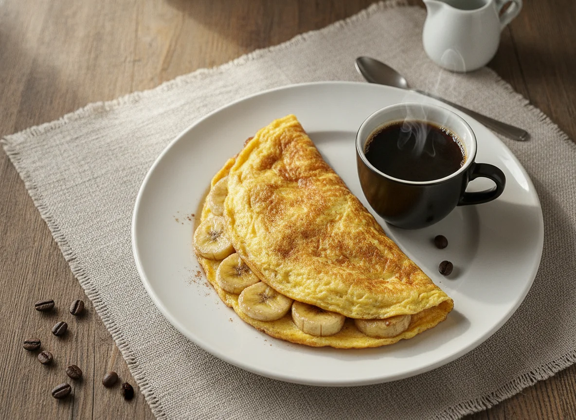 Omelete de banana com café photo