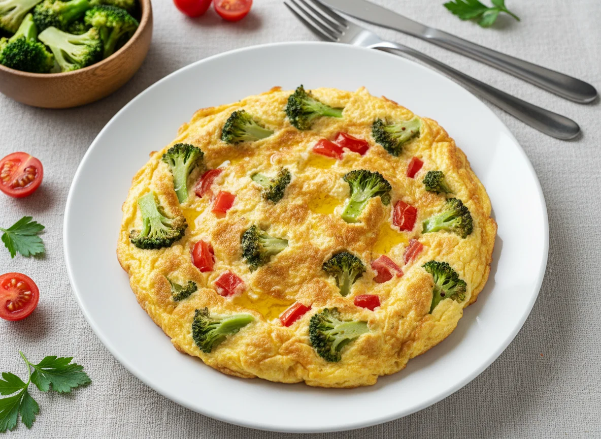 Omelete de brócolis e tomate photo