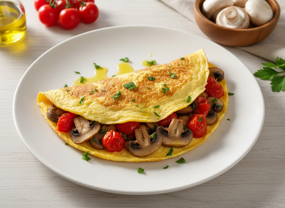 Omelete de Cogumelos e Tomate photo