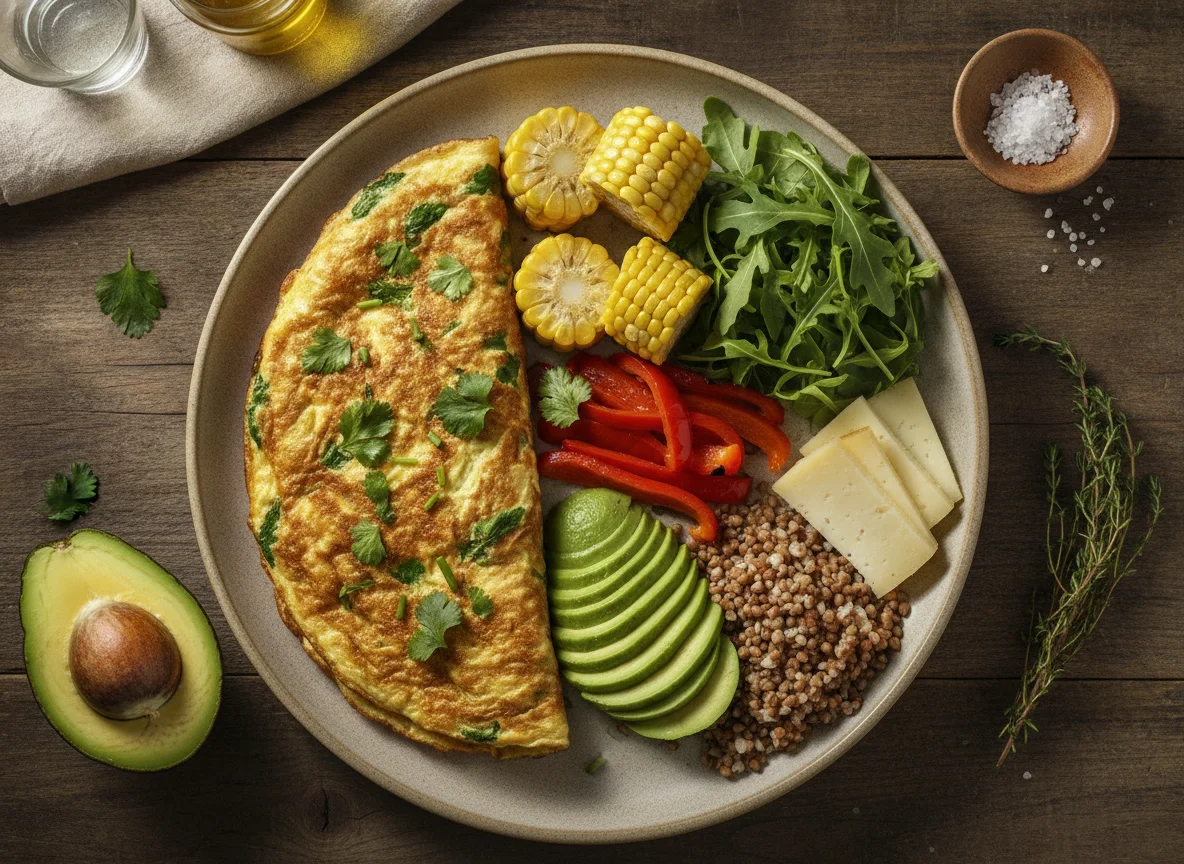 Omelete de ervas com acompanhamentos photo