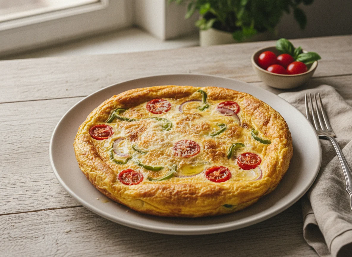Omelete de forno com legumes e queijo photo