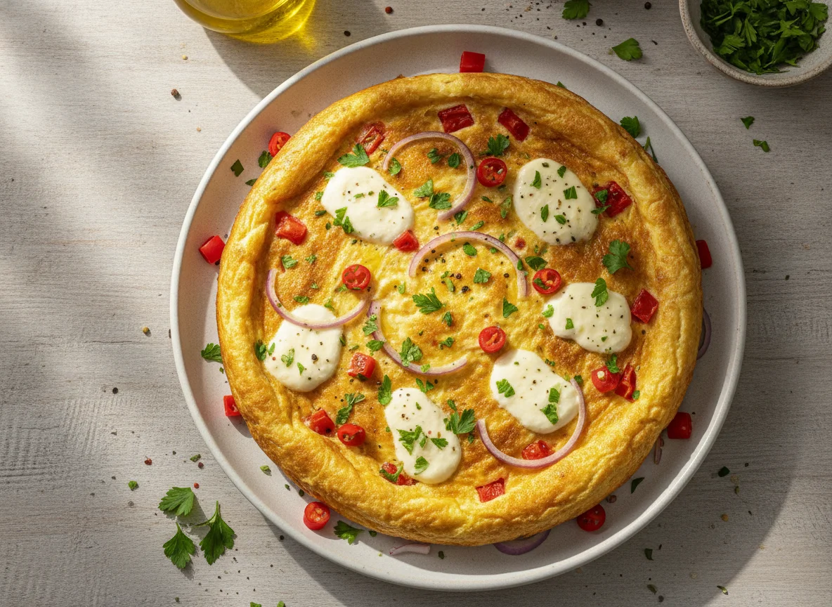 Omelete de forno com queijo e vegetais photo