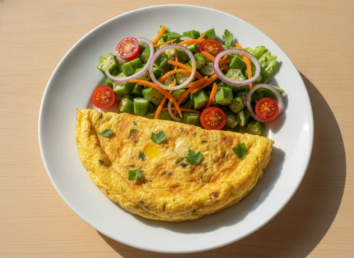 Omelete de forno com salada de quiabo photo