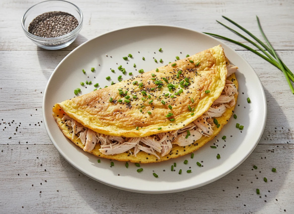 Omelete de frango com chia photo
