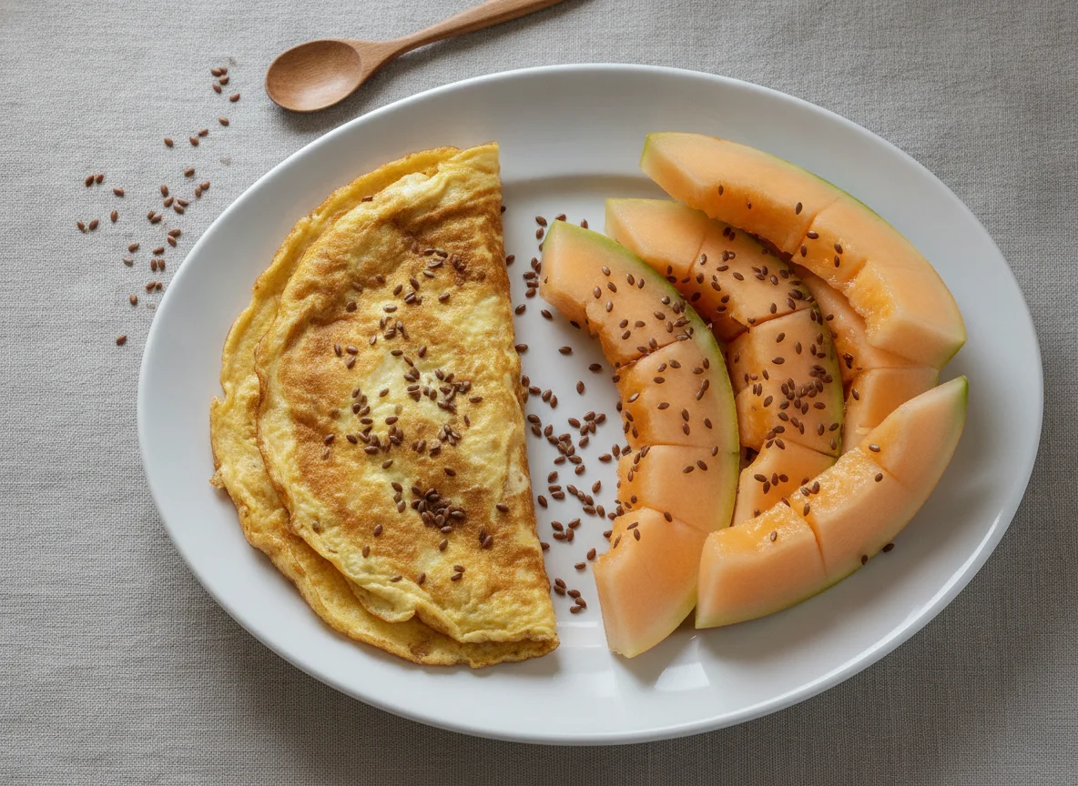 Omelete e Melão com Sementes photo