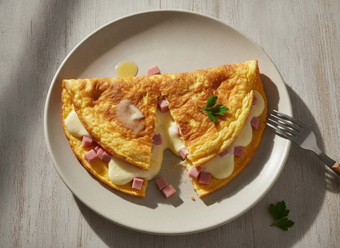 Omelete recheado com presunto e queijo photo