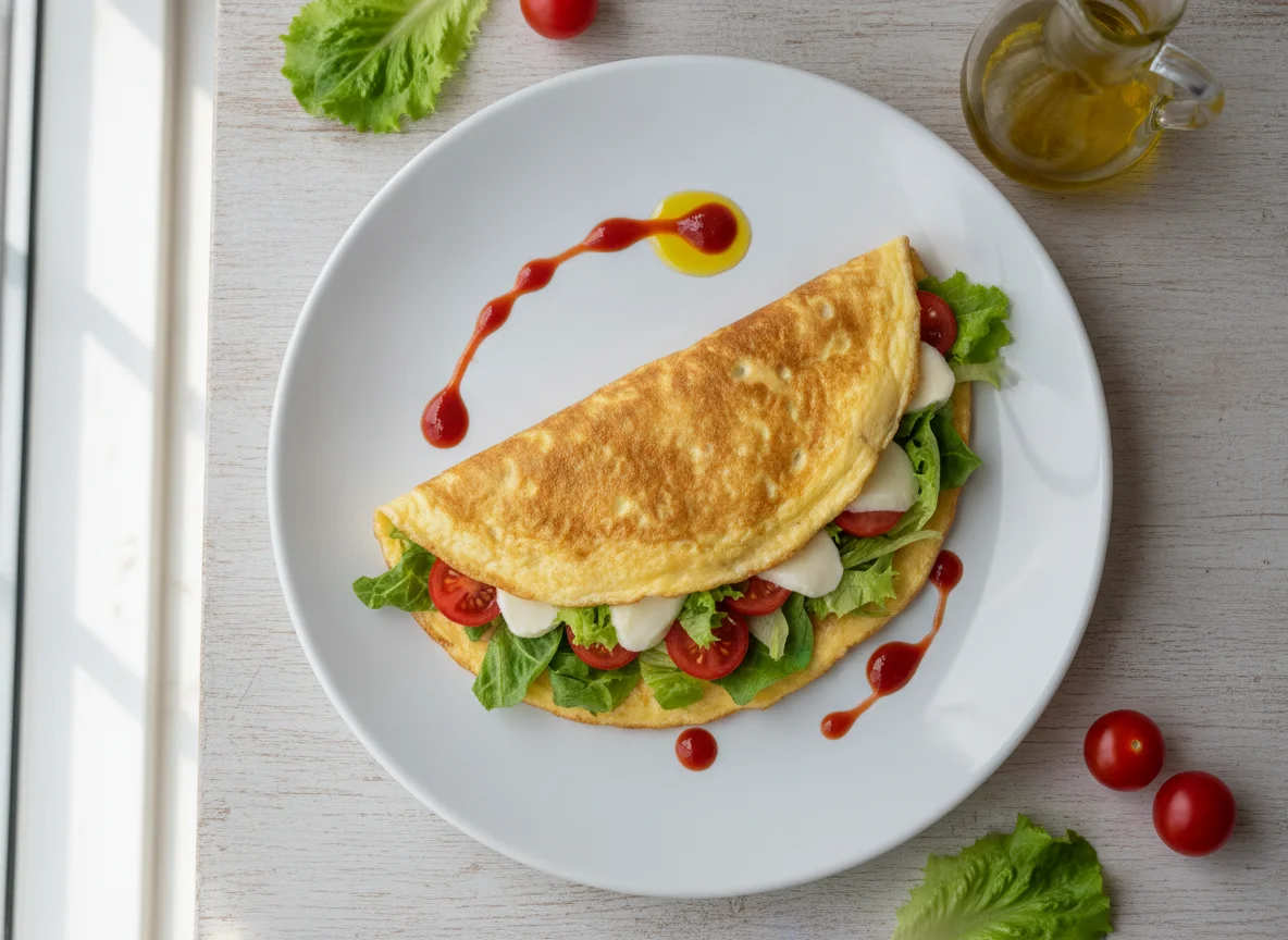 Omelete recheado com salada photo