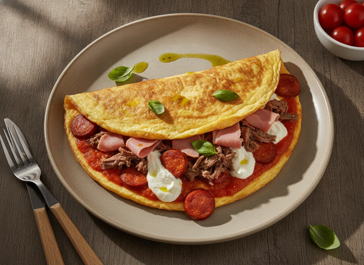 Omelete recheado estilo pizza photo