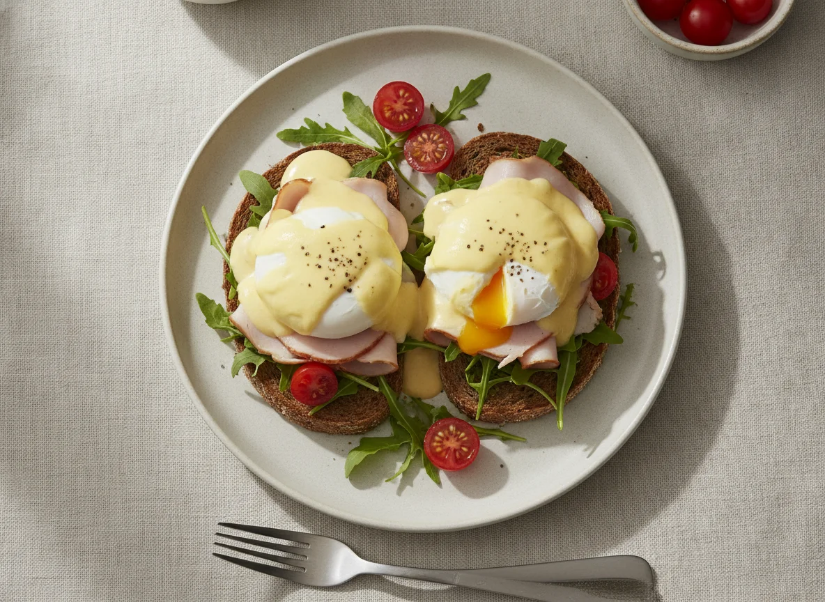 Ovos Benedict com Fiambre de Peru e Rúcula photo