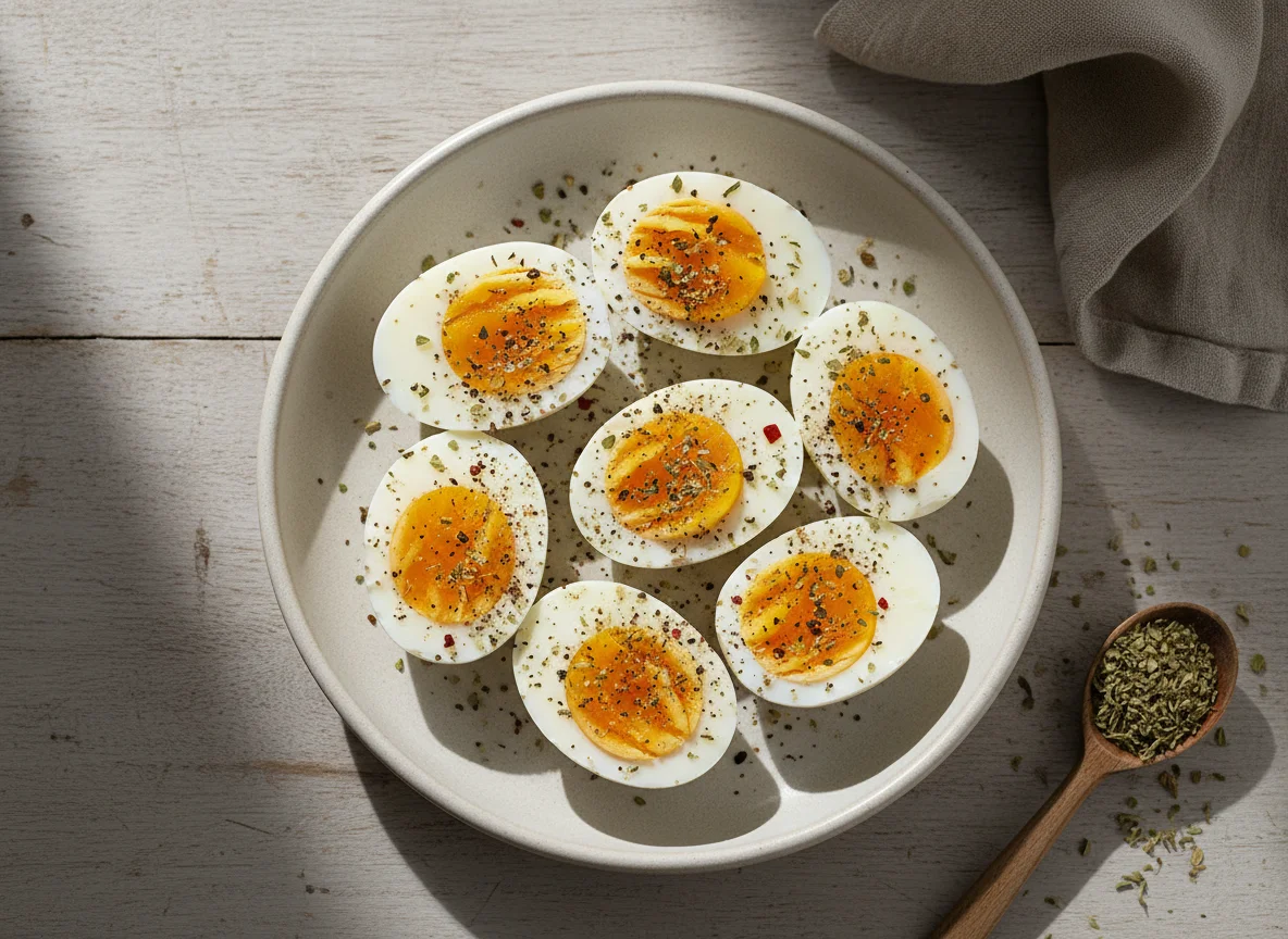 Ovos cozidos com temperos photo