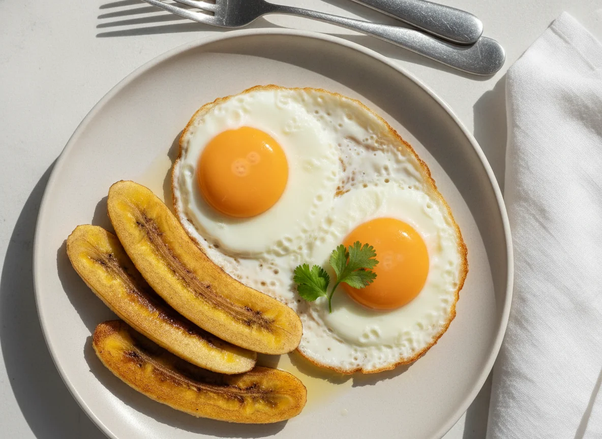 Ovos fritos com banana photo