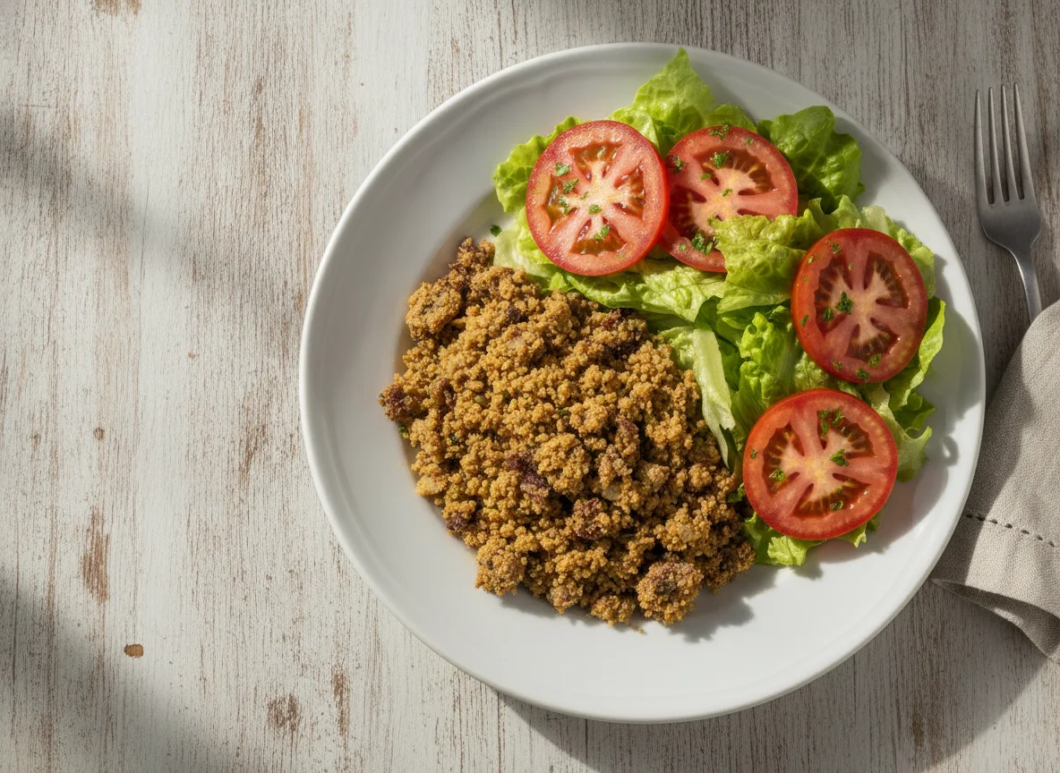Paçoca de carne com salada photo