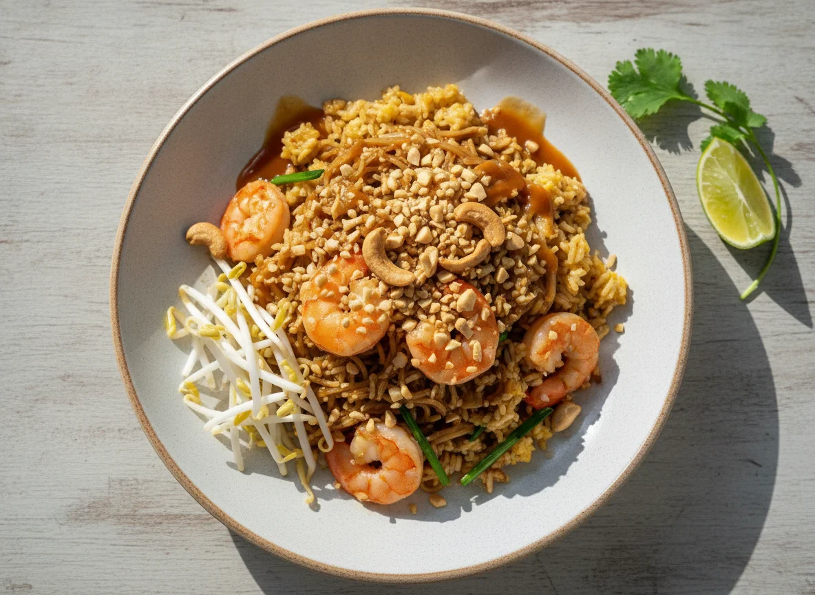Pad Thai com Arroz Frito e Camarão photo
