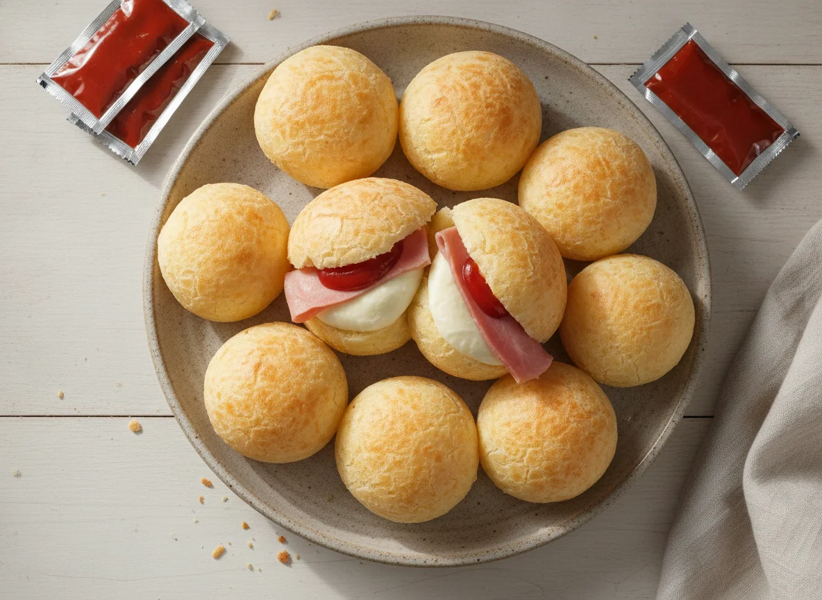 Pães recheados com ketchup photo