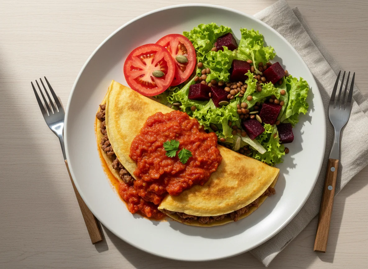 Panqueca com salada e beterraba photo
