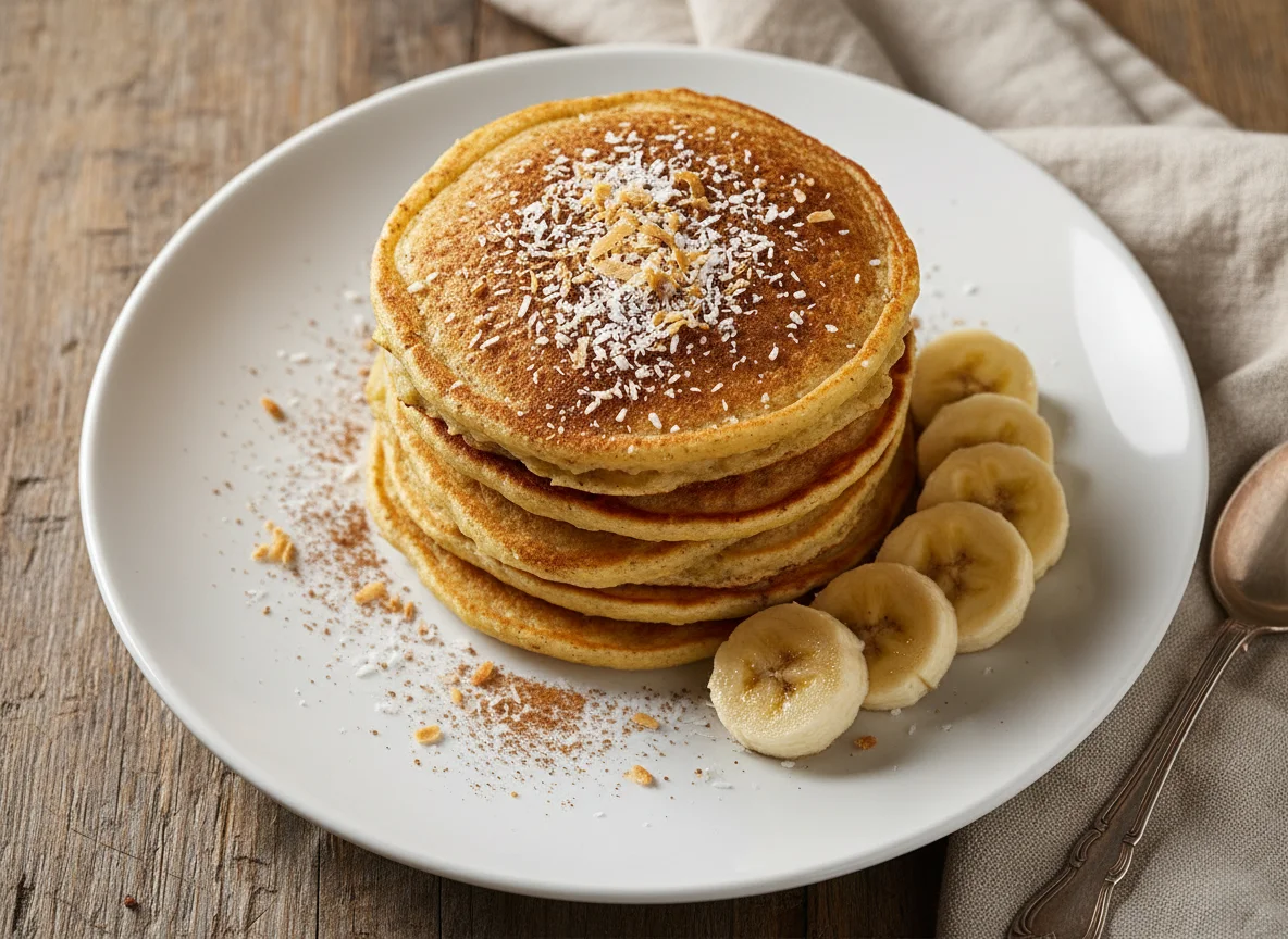 Panqueca de banana com coco ralado e canela photo