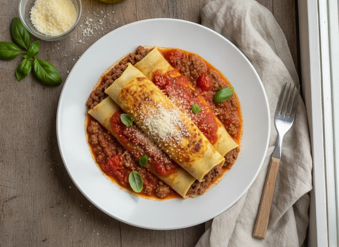 Panqueca de Carne com Molho de Tomate photo