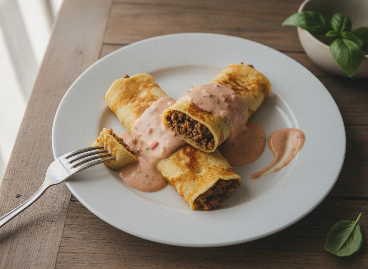 Panqueca de Carne com Molho Rosé photo