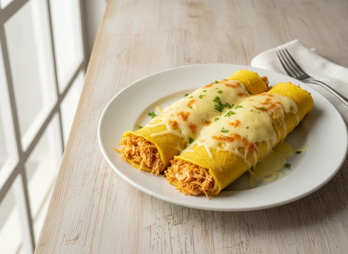 Panqueca de frango com queijo photo