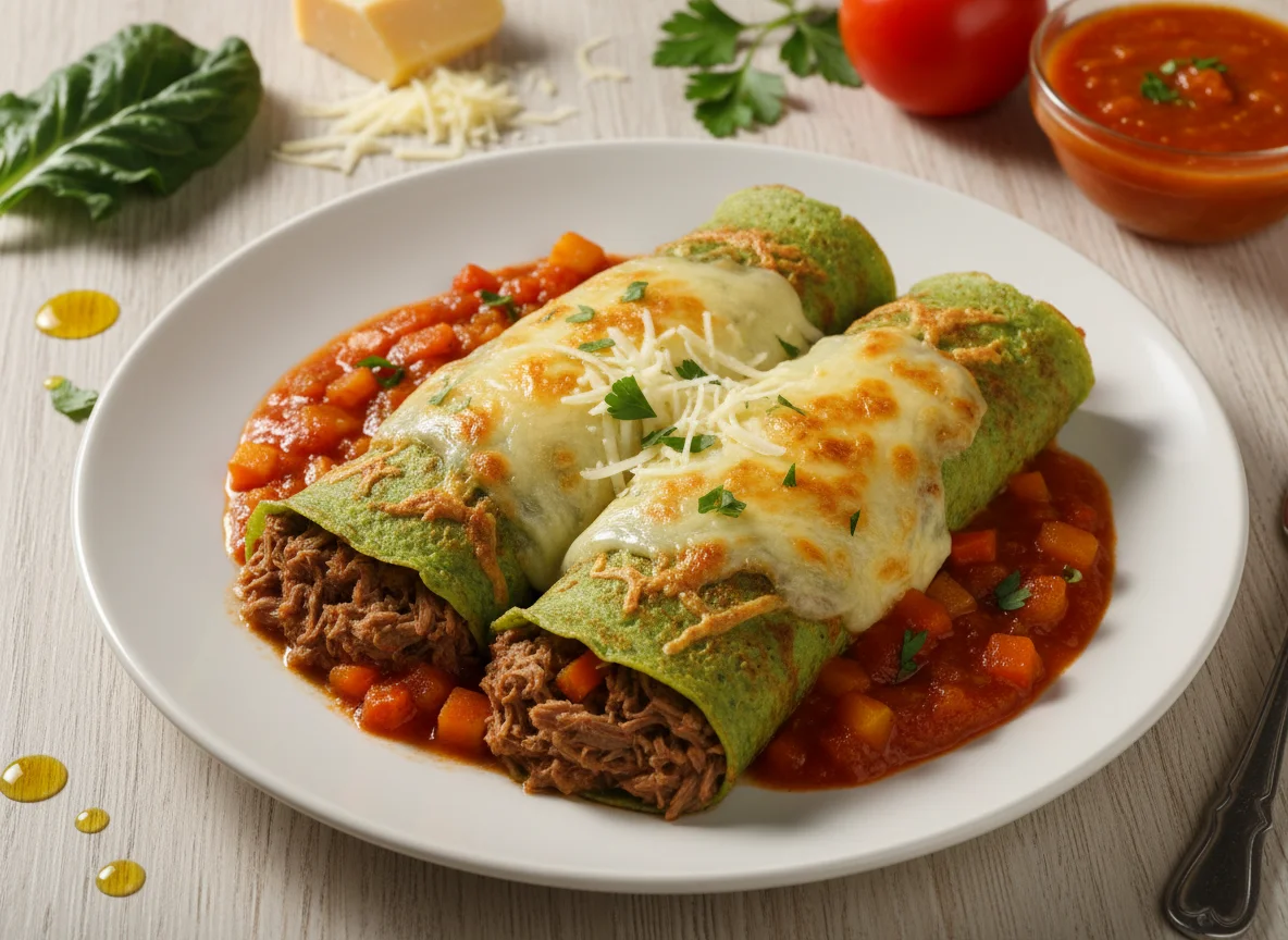 Panqueca Verde de Carne photo