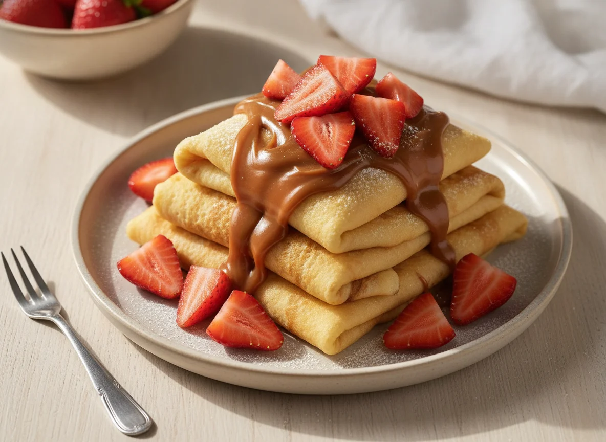 Panquecas com Doce de Leite e Morangos photo