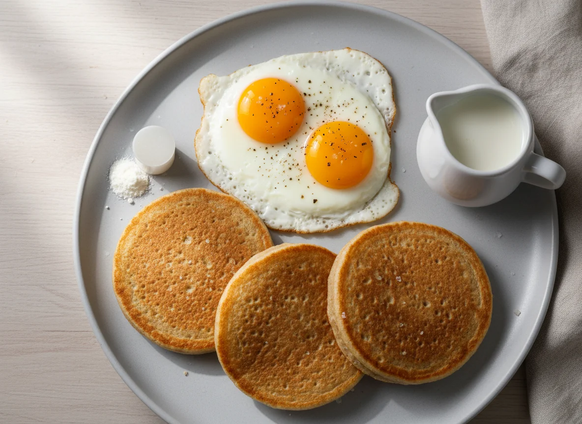 Panquecas com dois ovos, whey e creatina photo