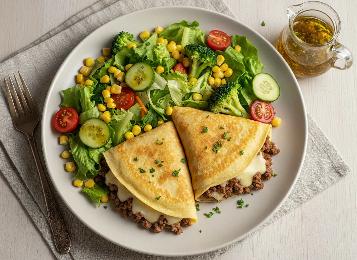 Panquecas com salada mista photo