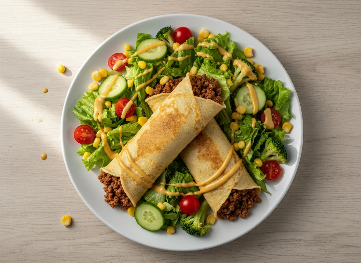 Panquecas recheadas com salada photo