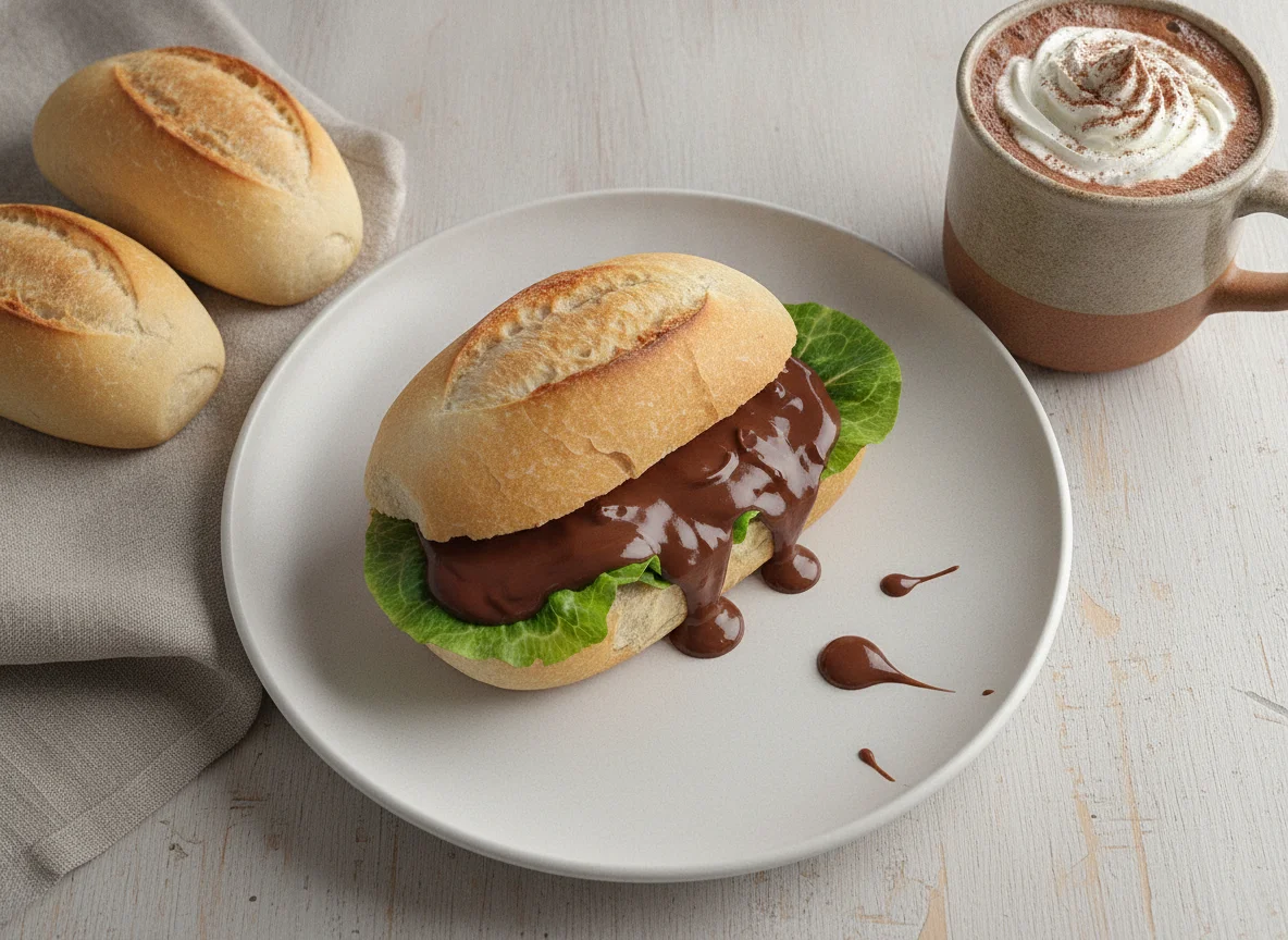 Pão com chocolate quente photo