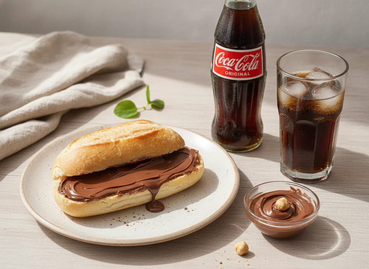 Pão com Nutella e Coca-Cola photo