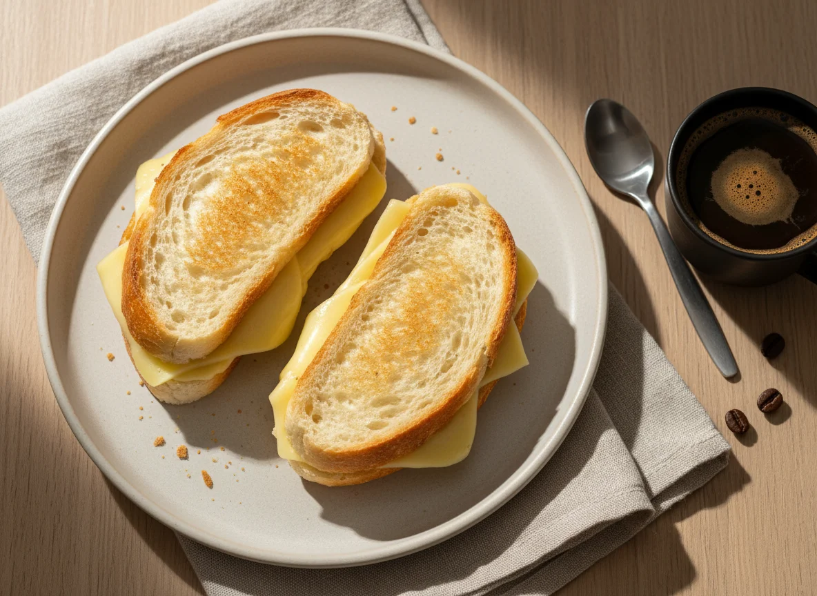 Pão com queijo e café photo