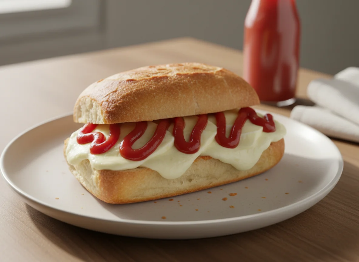 Pão com queijo e ketchup photo