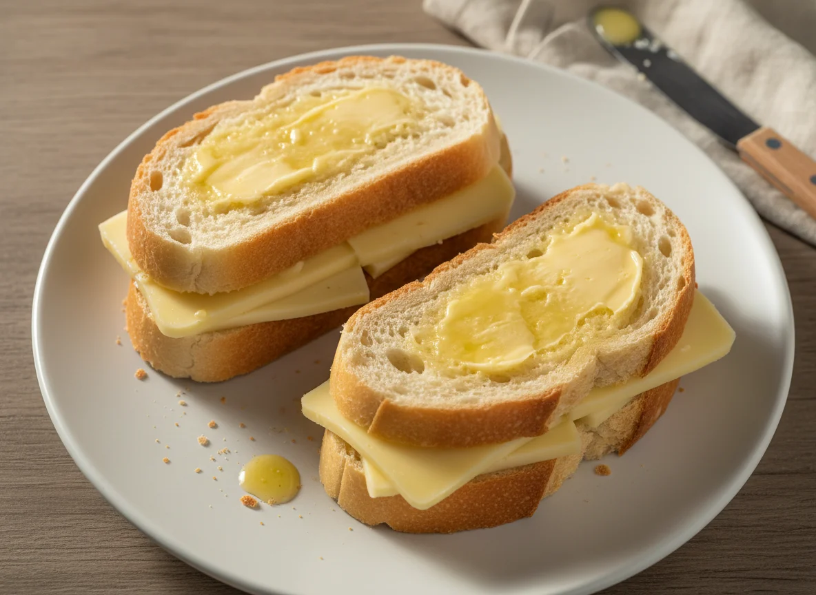 Pão com queijo e manteiga photo