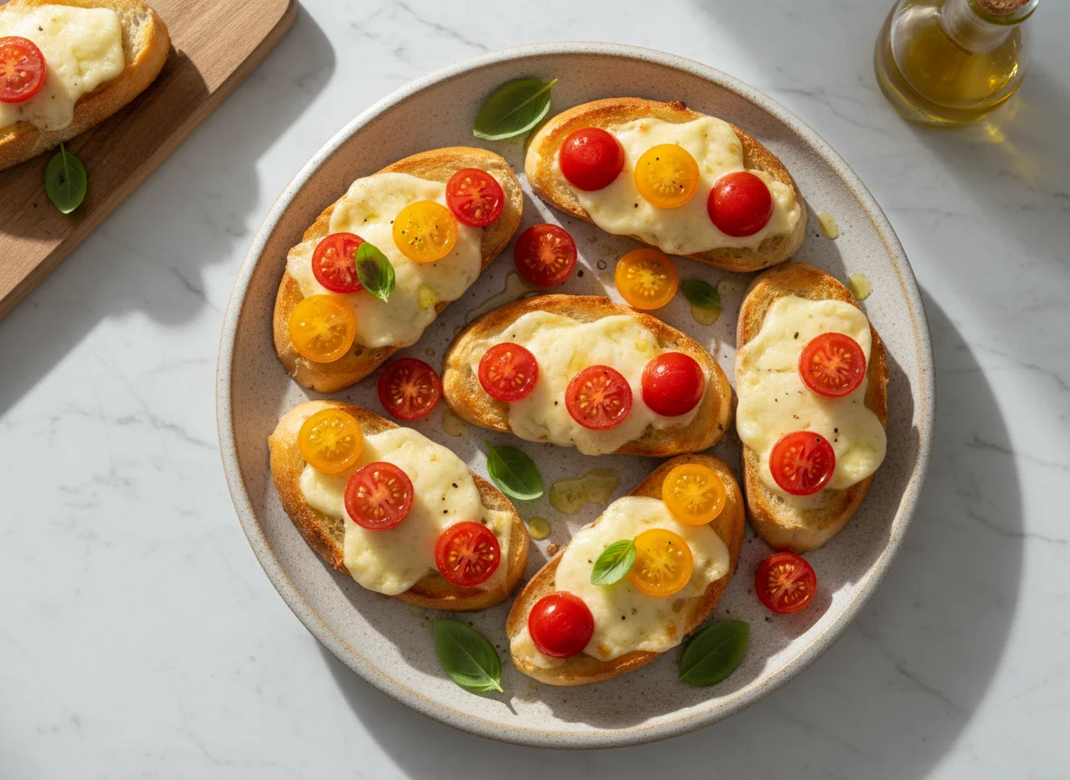 Pão com queijo e tomate cereja photo
