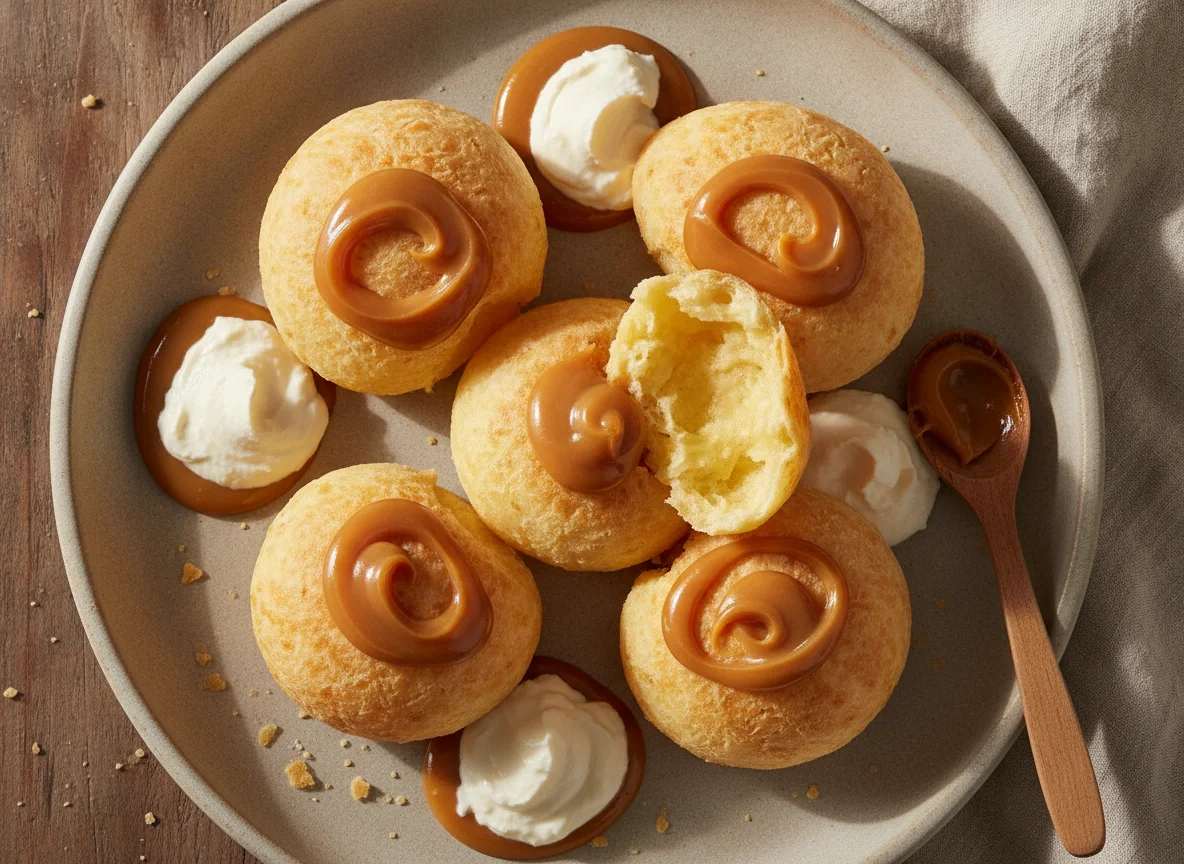 Pão de queijo com doce de leite e requeijão photo