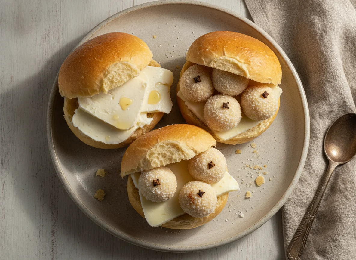Pão doce com queijo e beijinho photo