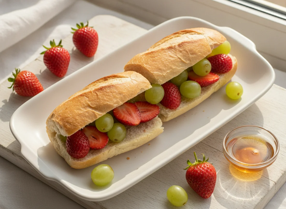 Pão francês com frutas photo